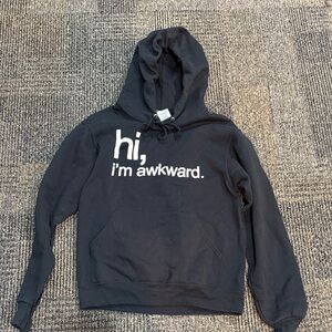 Jerzees Black Long Sleeve Hooded Sweatshirt -  Hi I'm Awkward